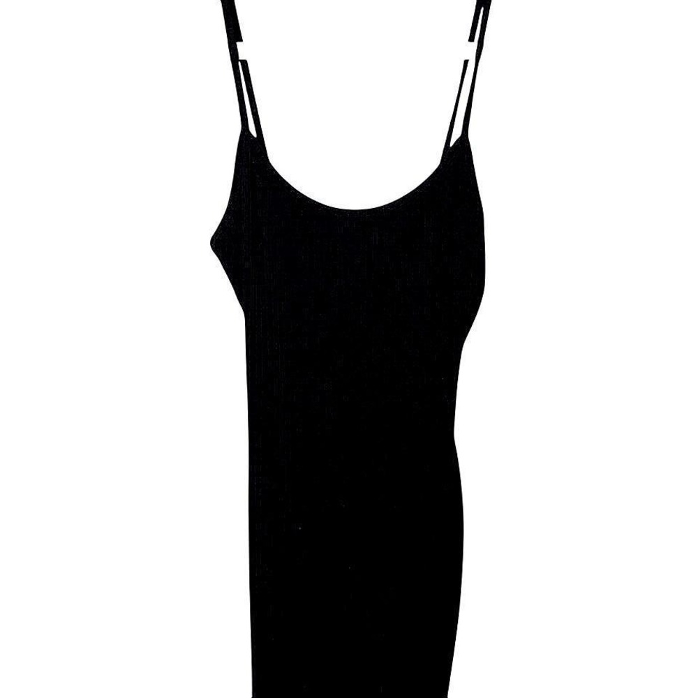 Urban Outfitters Black Ribbed Knit Mini Dress Spaghetti Strap Bodycon XS-TP